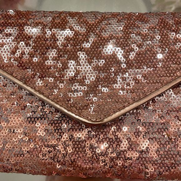 - Big Buddha Pink Sequined Envelope Clutch - 5 x11.25 pink sequined clutch - Picture 2 of 7